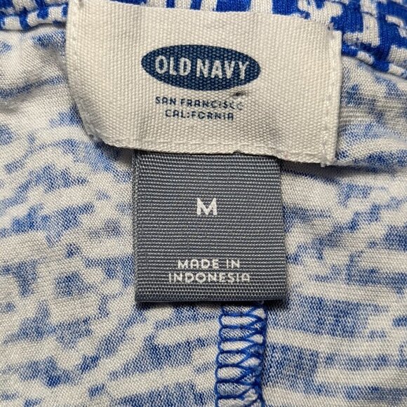 OLD NAVY Aztec Print Round Neck Short Sleeve T-Shirt Blue and White Size Medium - Picture 2 of 11